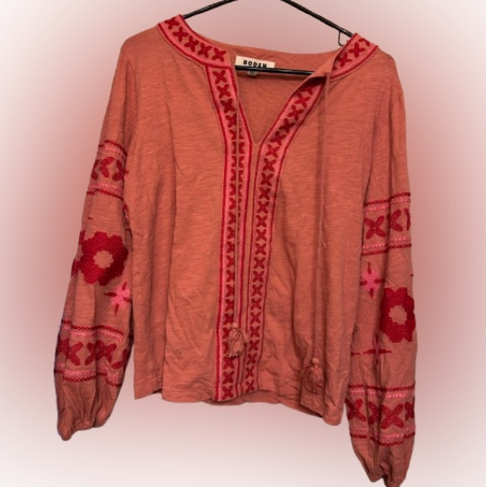 BODEN PATTERNED LONG SLEEVE WOMEN’S TOP